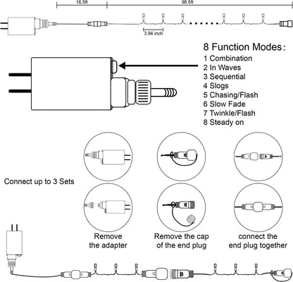 300 LED Halloween Lights, 98.5FT Halloween String Lights with 8 Lighting Modes, Waterproof & Connectable Mini Light, Plug in for Indoor Outdoor Holiday Christmas Party Bedroom Decorations (Purple)